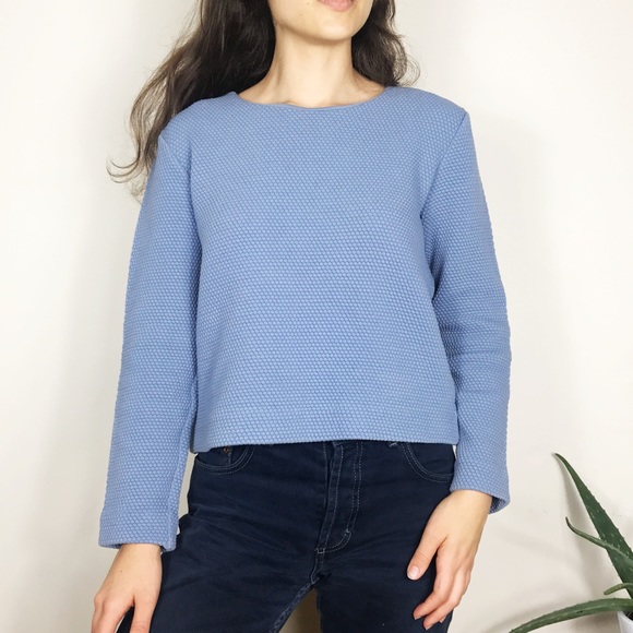 COS Tops - COS Honeycomb Boxy Long Sleeve Top Blue COS Tops - COS Honeycomb Boxy Long Sleeve Top Blue